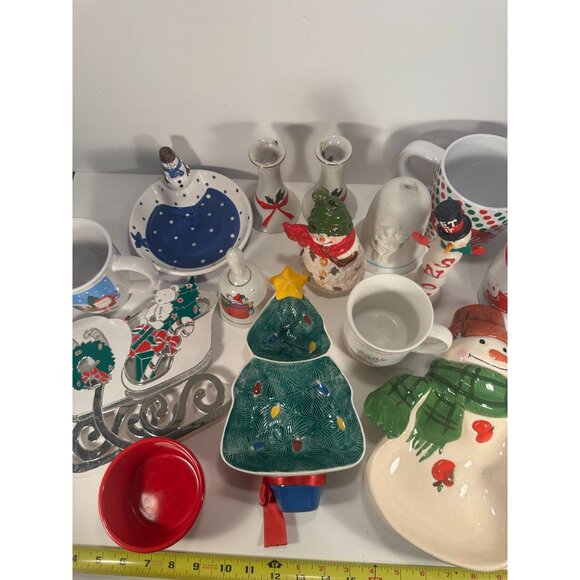 Lot of VTG CHRISTMAS DISHES including Mugs, Candle Holders, Serving Dishes. Boyn - Picture 1 of 8